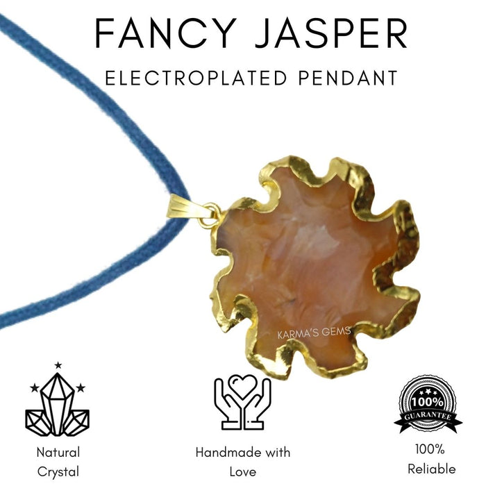 ELECTROPLATED FANCY JASPER STONE PENDANT