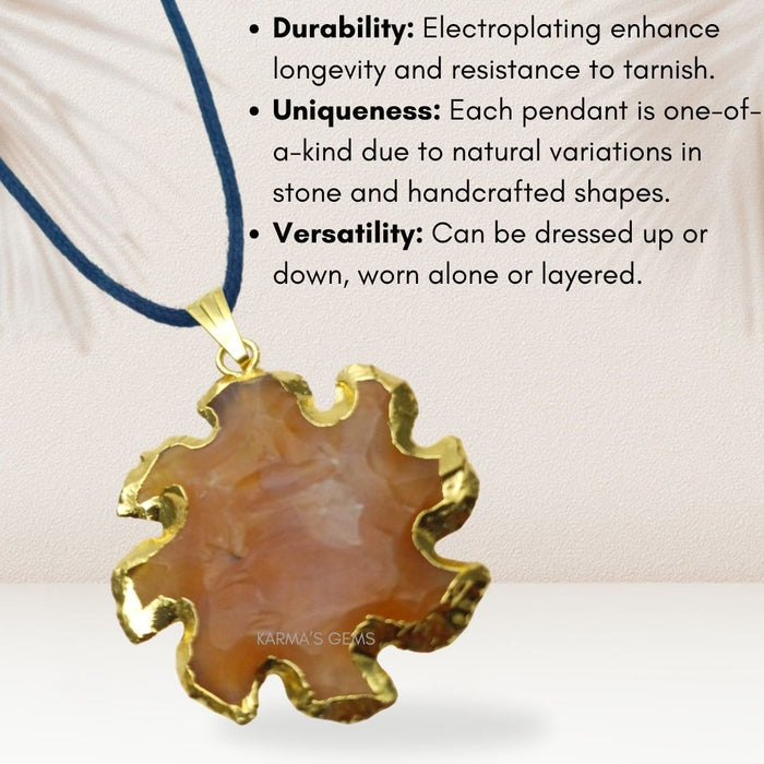 ELECTROPLATED FANCY JASPER STONE PENDANT