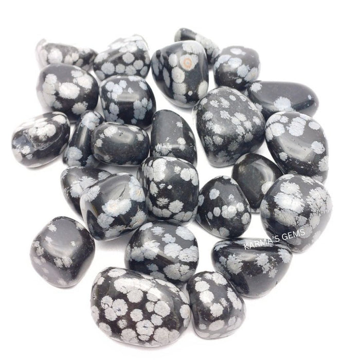15 TO 25 MM SNOWFLAKE OBSIDIAN POLISH TUMBLED STONE