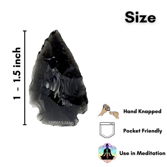 1" TO 1.5" BLACK OBSIDIAN ARROWHEAD