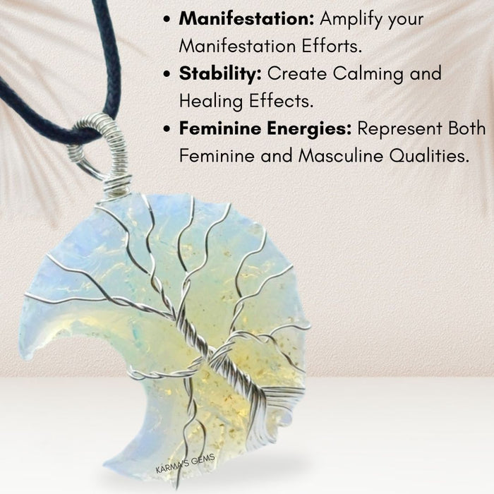 MOON SHAPE OPALITE WRAPPED PENDANT