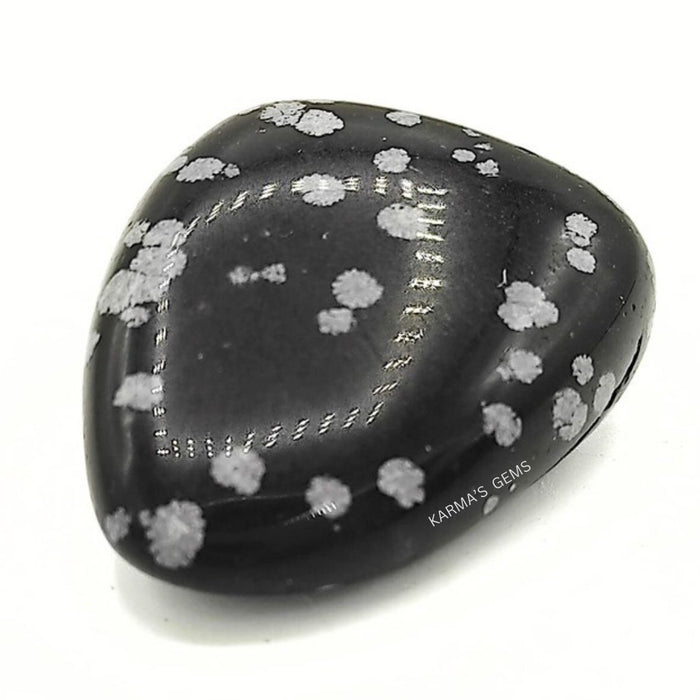 1 PIECE 15 TO 25 MM SNOWFLAKE OBSIDIAN POLISH TUMBLED STONE