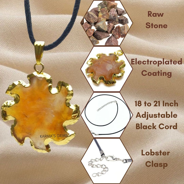 ELECTROPLATED FANCY JASPER STONE PENDANT
