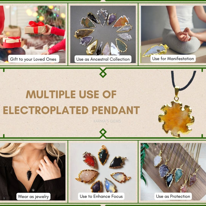 ELECTROPLATED FANCY JASPER STONE PENDANT