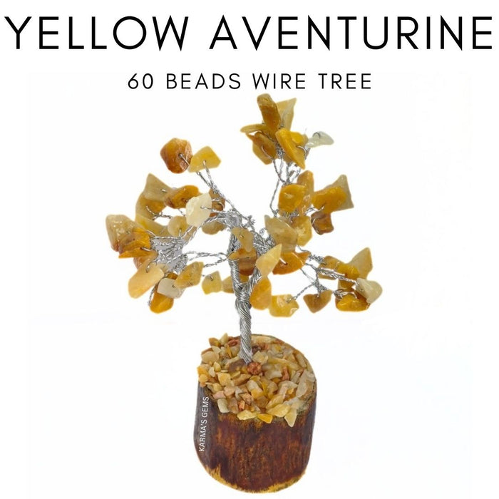 60 BEADS YELLOW AVENTURINE STONE WIRE TREE