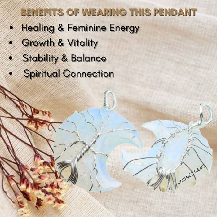 MOON SHAPE OPALITE WRAPPED PENDANT