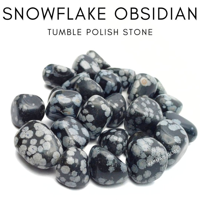 1 PIECE 15 TO 25 MM SNOWFLAKE OBSIDIAN POLISH TUMBLED STONE