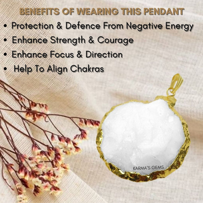 ELECTROPLATED WHITE QUARTZ STONE PENDANT