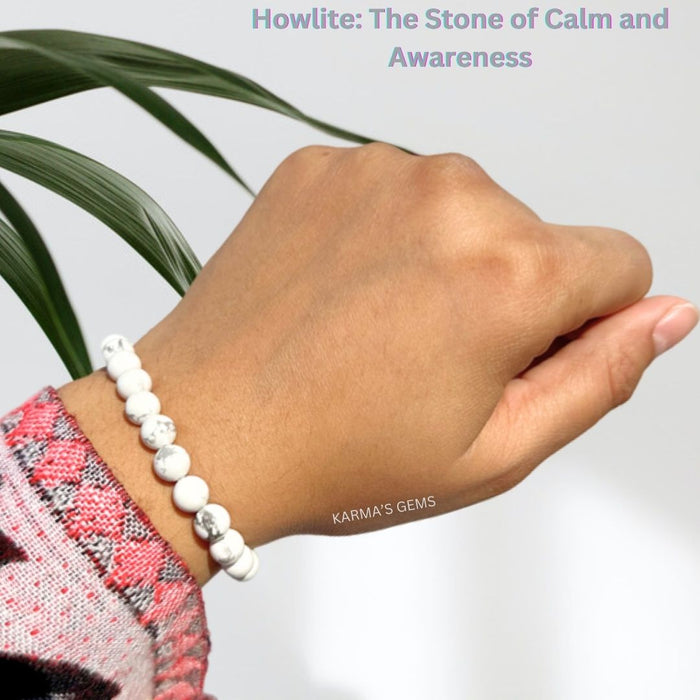 8 MM BEADS HOWLITE BRACELET