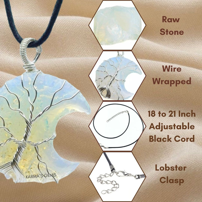 MOON SHAPE OPALITE WRAPPED PENDANT