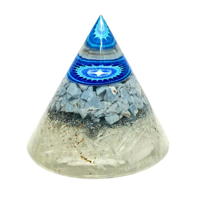 ANGELITE, SELENITE ANTENA ORGONITE PYRAMID