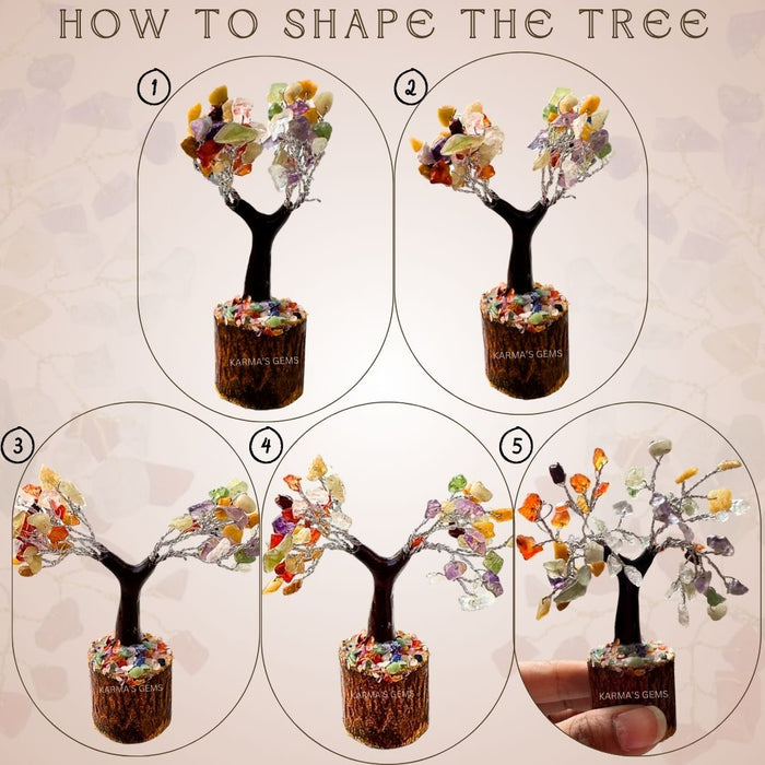 60 BEADS MULTI COLOUR STONE WIRE TREE