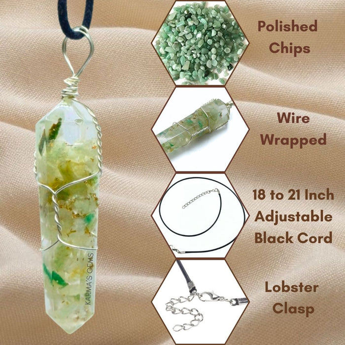 DOUBLE TERMINATED GREEN AVENTURINE WRAPPED PENDANT