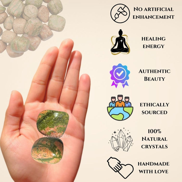 1 PIECE 15 TO 25 MM UNAKITE POLISH TUMBLED STONE