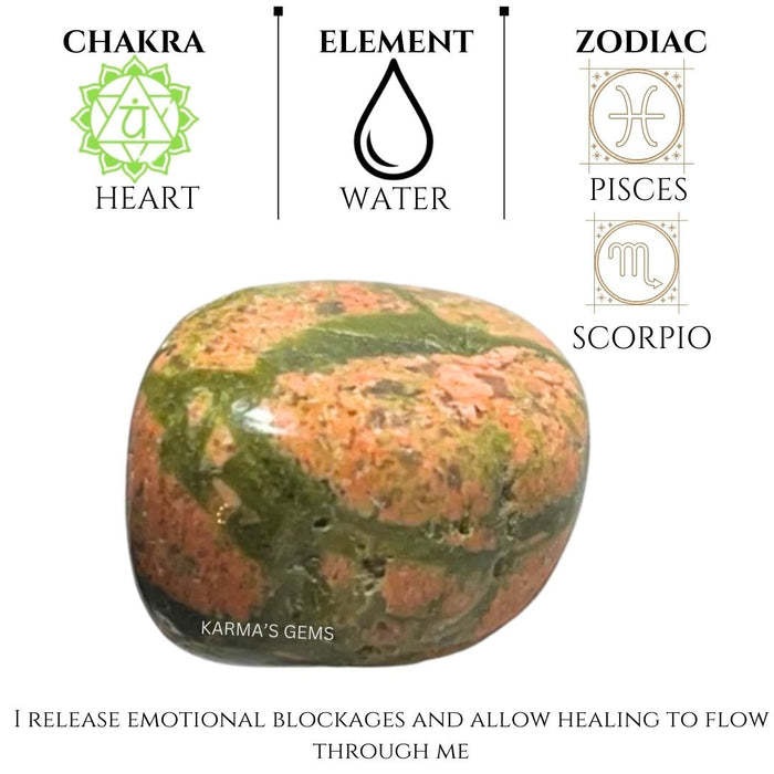 1 PIECE 15 TO 25 MM UNAKITE POLISH TUMBLED STONE