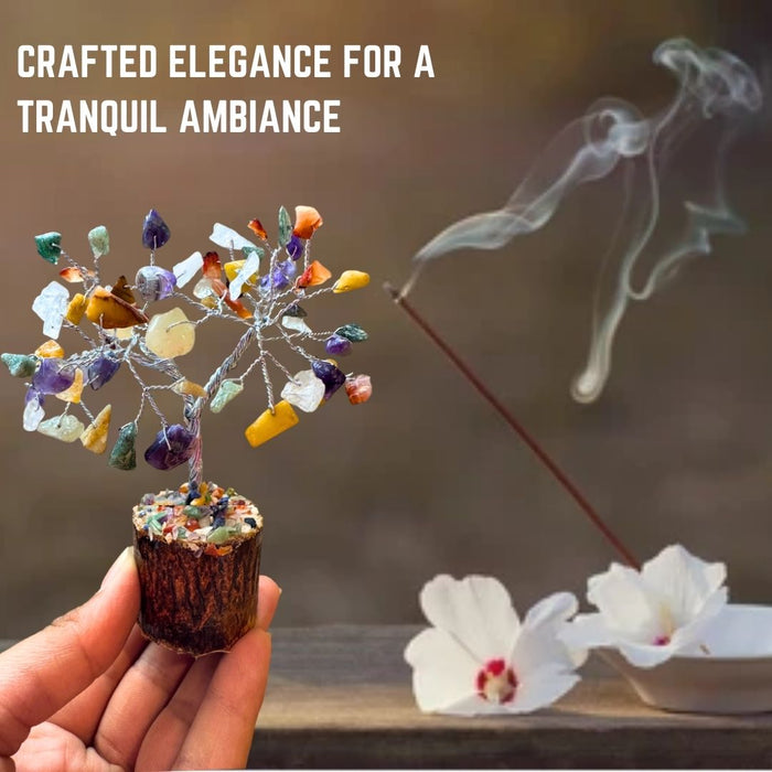 60 BEADS MULTI COLOUR STONE WIRE TREE