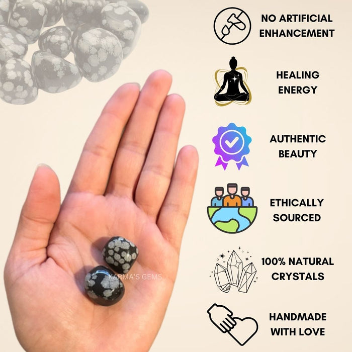 15 TO 25 MM SNOWFLAKE OBSIDIAN POLISH TUMBLED STONE