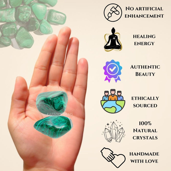 1 PIECE 15 TO 25 MM MALACHITE POLISH TUMBLED STONE