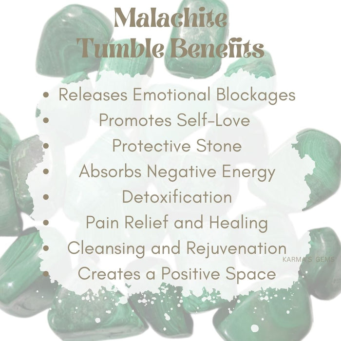 1 PIECE 15 TO 25 MM MALACHITE POLISH TUMBLED STONE