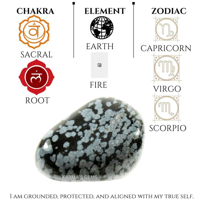 1 PIECE 15 TO 25 MM SNOWFLAKE OBSIDIAN POLISH TUMBLED STONE