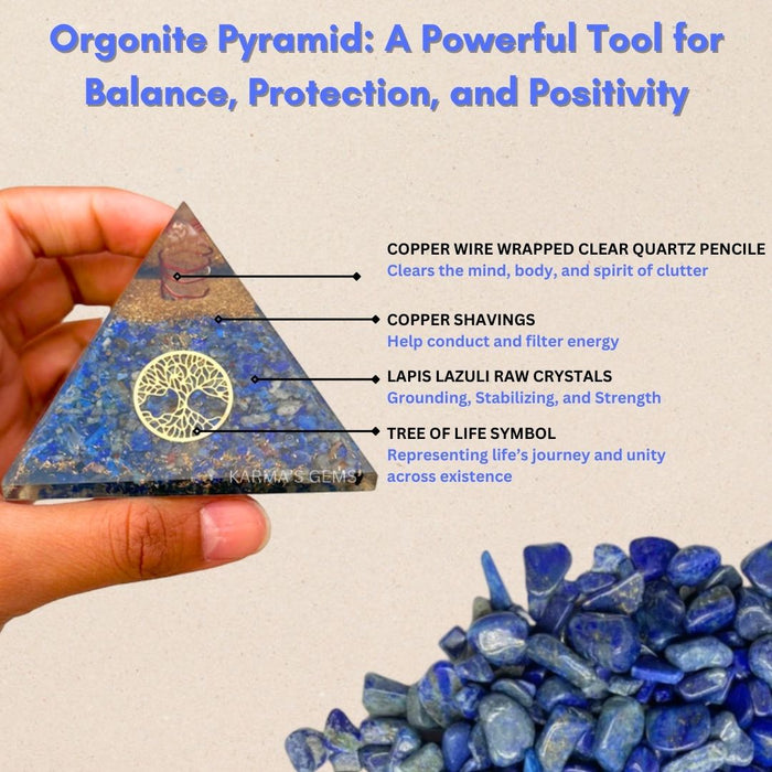 TREE OF LIFE LAPIS LAZULI  ORGONITE PYRAMID