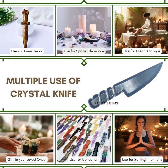 BLACK OBSIDIAN CRYSTAL KNIFE
