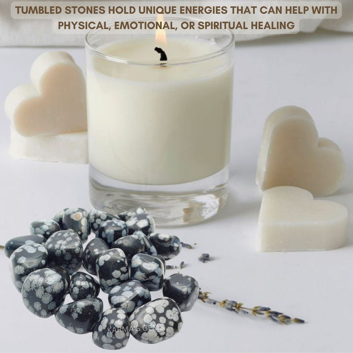 15 TO 25 MM SNOWFLAKE OBSIDIAN POLISH TUMBLED STONE