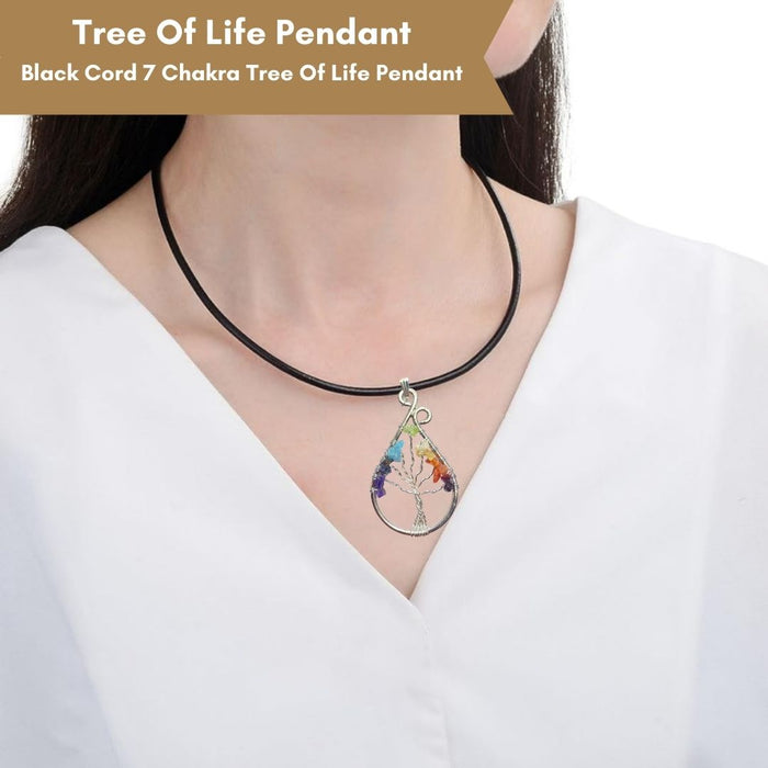 TREE OF LIFE LEAF SHAPE SEVEN CHAKRA PENDANT