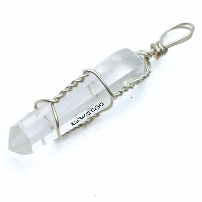 DOUBLE POINT CLEAR QUARTZ WRAPPED PENDANT