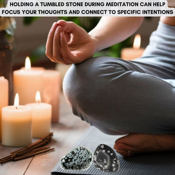 15 TO 25 MM SNOWFLAKE OBSIDIAN POLISH TUMBLED STONE