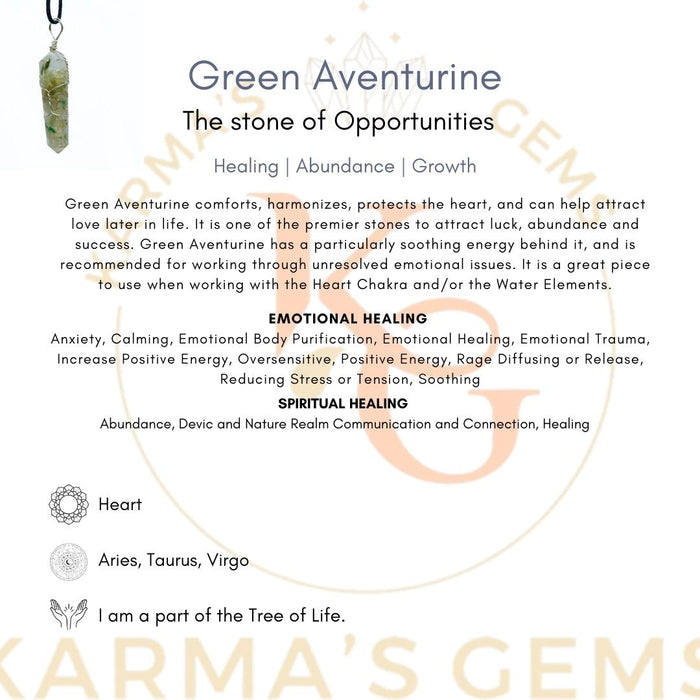 DOUBLE TERMINATED GREEN AVENTURINE WRAPPED PENDANT