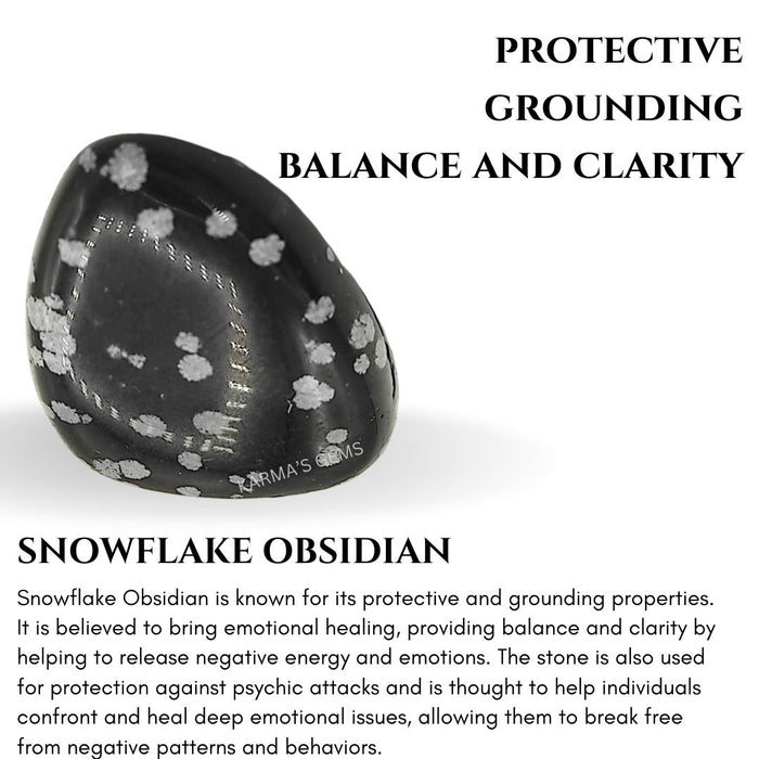 1 PIECE 15 TO 25 MM SNOWFLAKE OBSIDIAN POLISH TUMBLED STONE