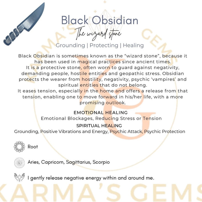 BLACK OBSIDIAN CRYSTAL KNIFE