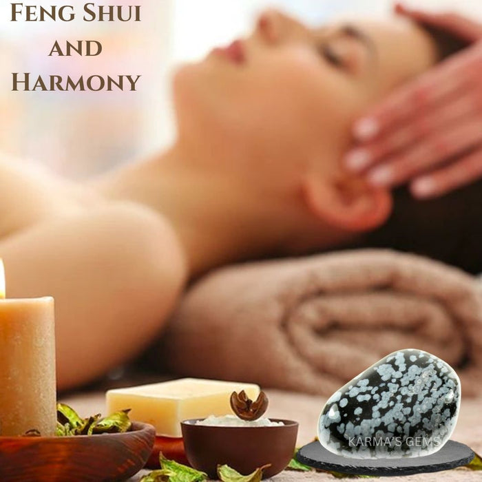 1 PIECE 15 TO 25 MM SNOWFLAKE OBSIDIAN POLISH TUMBLED STONE