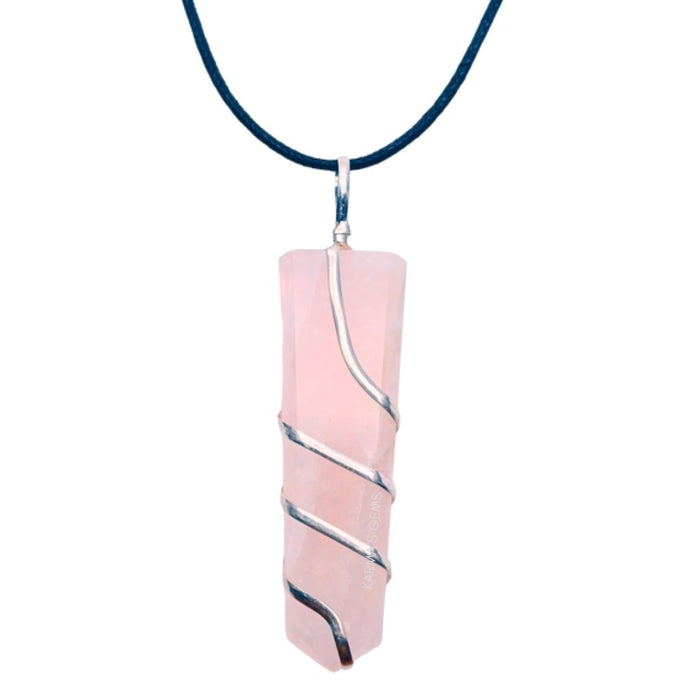 FLAT WRAPPED ROSE QUARTZ PENDANT