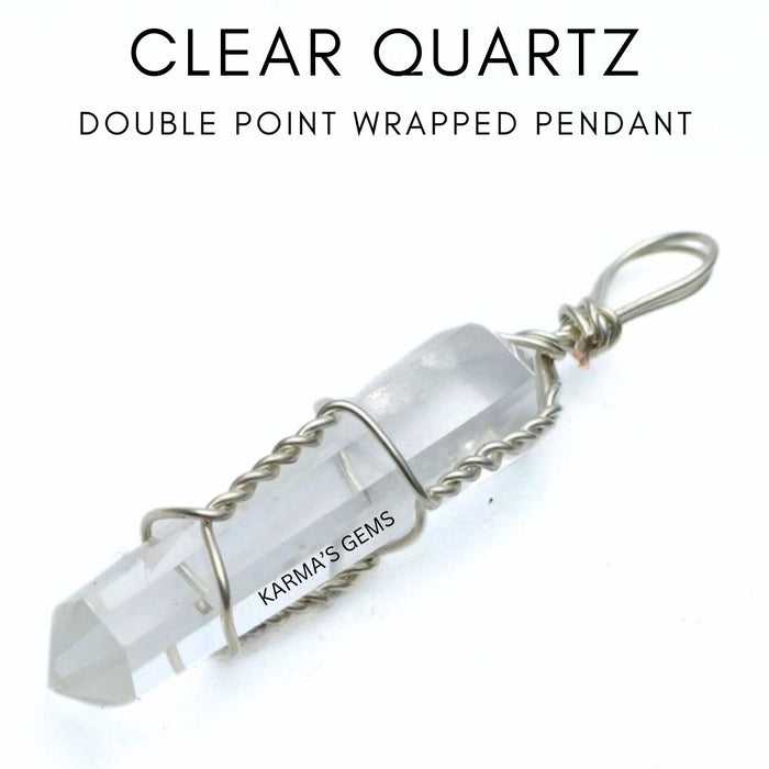 DOUBLE POINT CLEAR QUARTZ WRAPPED PENDANT