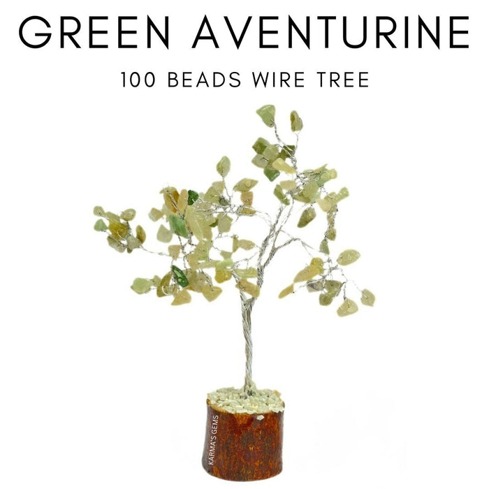 100 BEADS GREEN AVENTURINE STONE WIRE TREE
