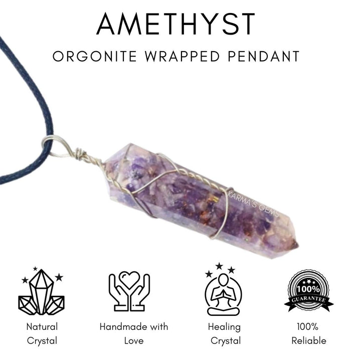 DOUBLE TERMINATED AMETHYST WRAPPED PENDANT