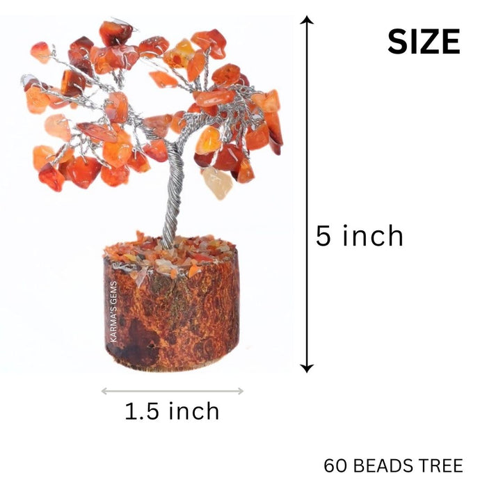 60 BEADS RED CARNELIAN STONE WIRE TREE