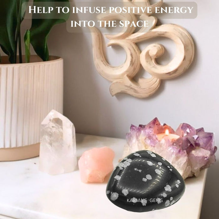 1 PIECE 15 TO 25 MM SNOWFLAKE OBSIDIAN POLISH TUMBLED STONE