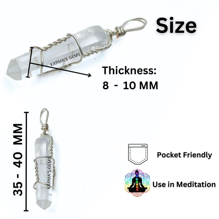 DOUBLE POINT CLEAR QUARTZ WRAPPED PENDANT