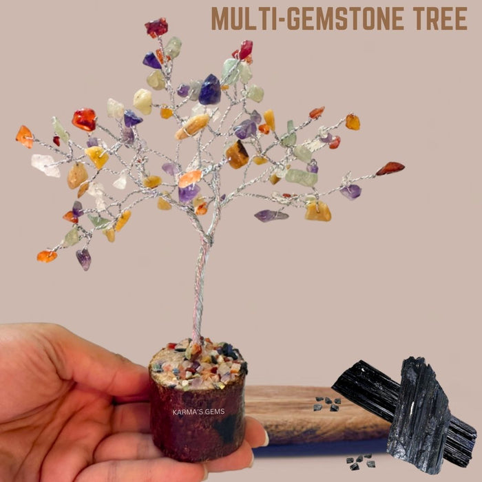 100 BEADS MULTI COLOUR STONE WIRE TREE