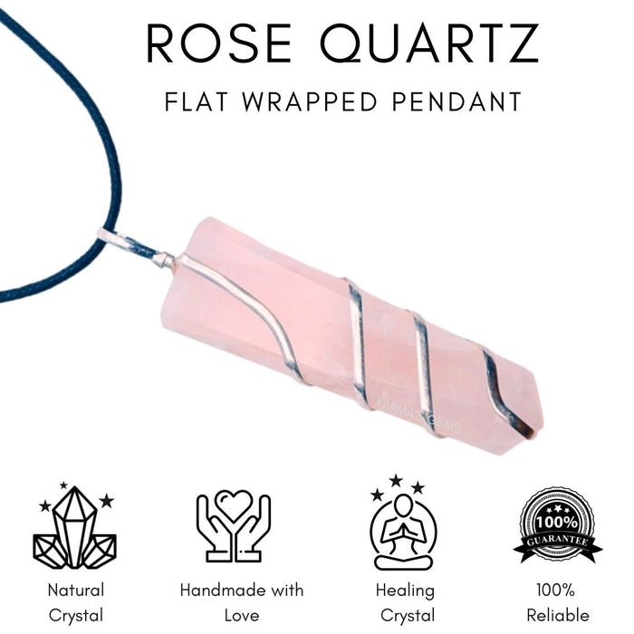 FLAT WRAPPED ROSE QUARTZ PENDANT