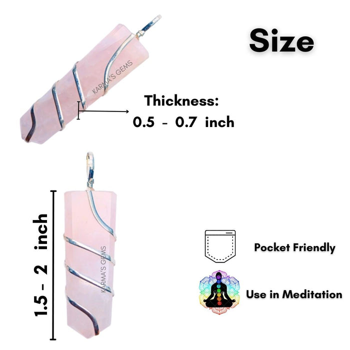 FLAT WRAPPED ROSE QUARTZ PENDANT