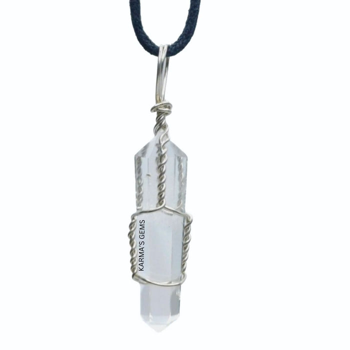 DOUBLE POINT CLEAR QUARTZ WRAPPED PENDANT