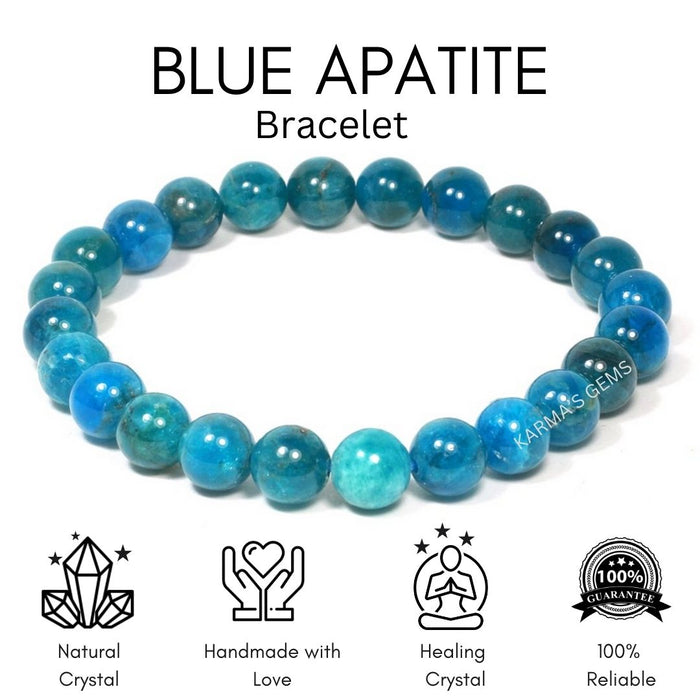 8 MM BEADS BLUE APATITE BRACELET