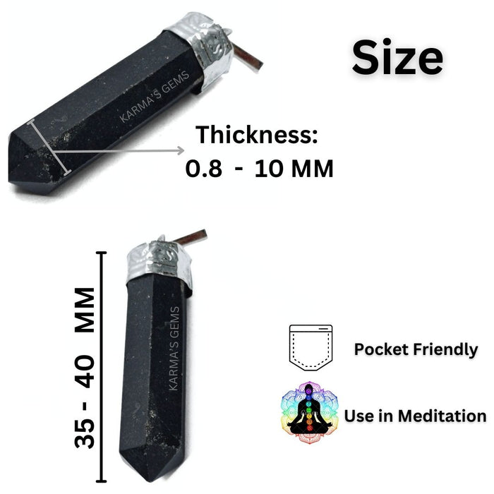 BLACK TOURMALINE POINT PENCIL PENDANT