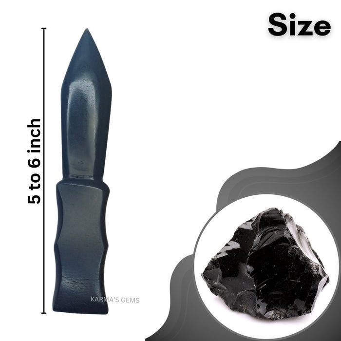 BLACK OBSIDIAN CRYSTAL KNIFE