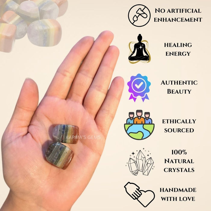 1 PIECE 15 TO 25 MM SEVEN CHAKRA POLISH TUMBLED STONE