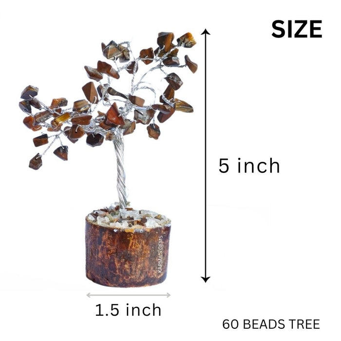 60 BEADS TIGER EYE STONE WIRE TREE